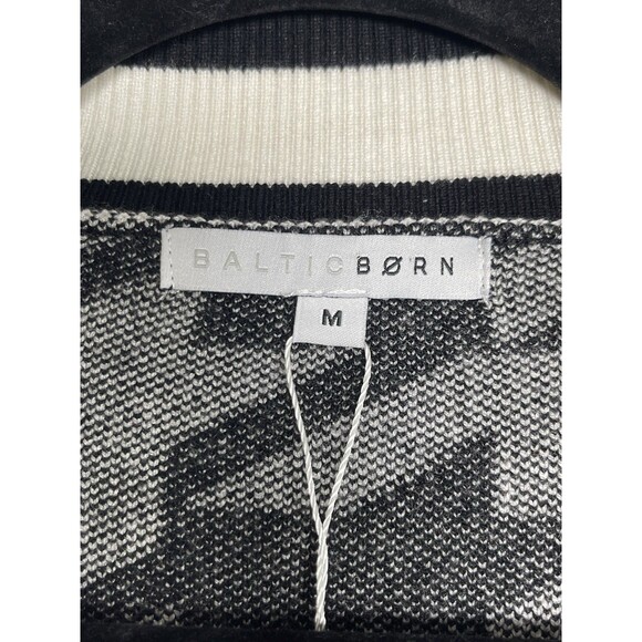 BALTIC BORN Leroy Houndstooth Knit Cardigan Medium Black White NEW Sweater Fall - Picture 4 of 9